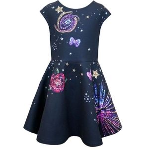 Girls Hannah Banana sparkle planet dress 6 NEW